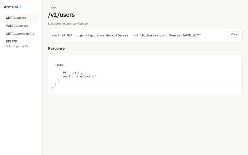 API Docs Portal preview