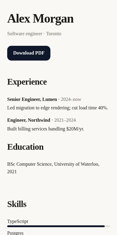 Clean Resume screenshot 2
