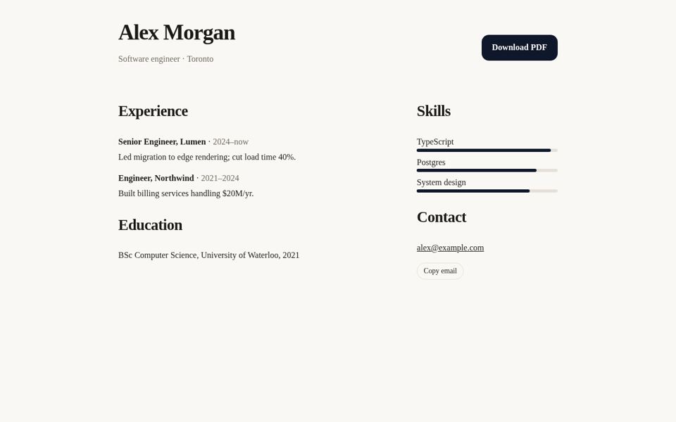 Clean Resume preview