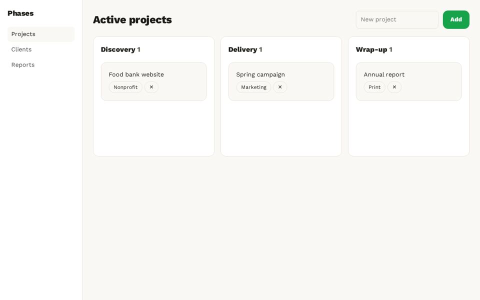 Client Projects preview