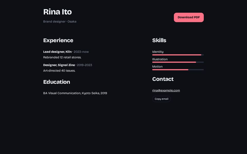 Creative CV preview