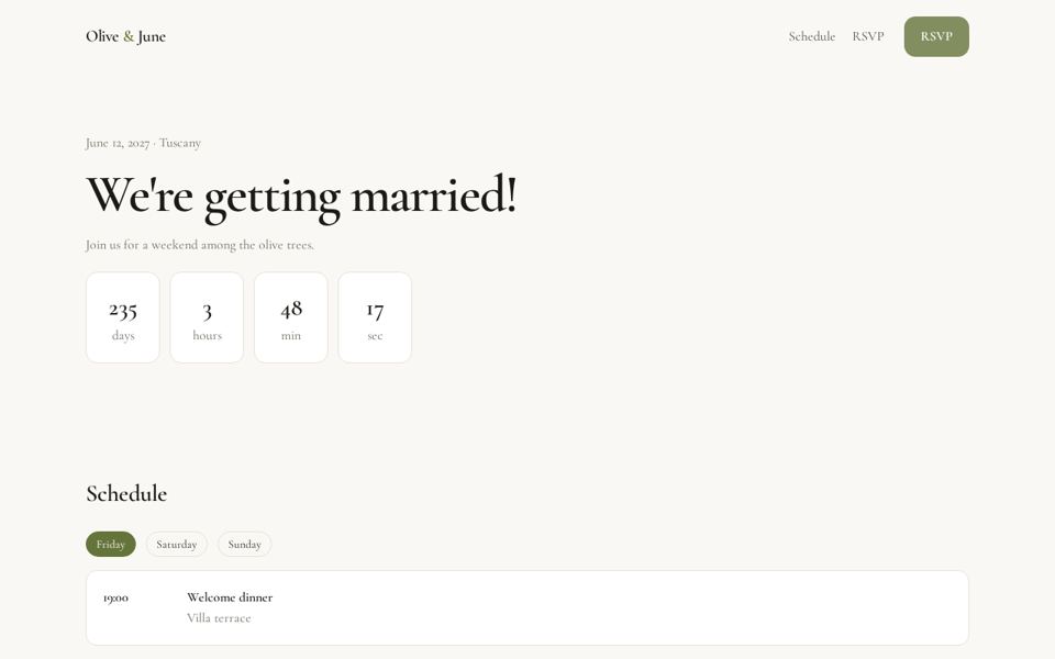 Olive & June Wedding preview