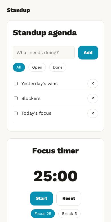 Standup Notes screenshot 2